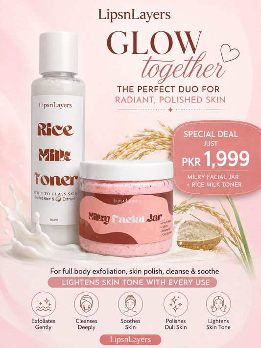 LipsnLayers Full Body whitening products ( Rice Milk Toner + Milky Facial Jar)