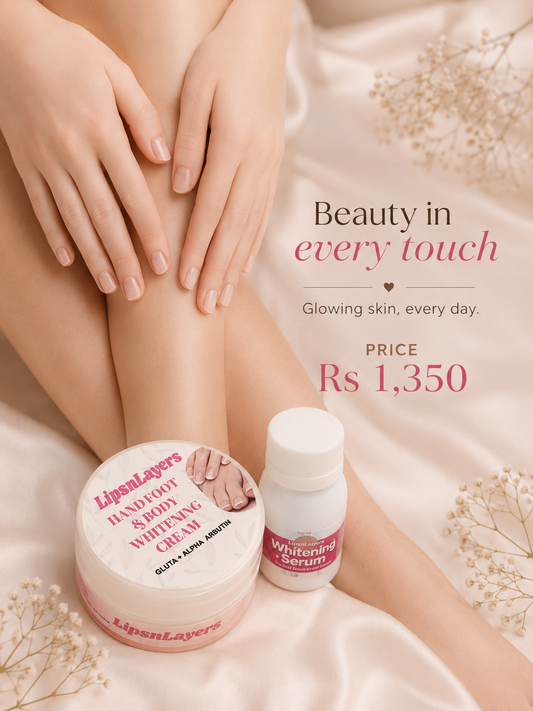 LipsnLayers Hand Foot Body whitening jar 100g + 30ml Whitening serum